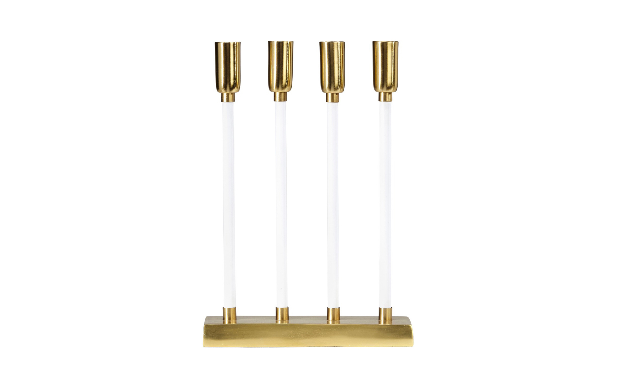 PR Home COMET Ljusstake 25 cm Vit/Guld