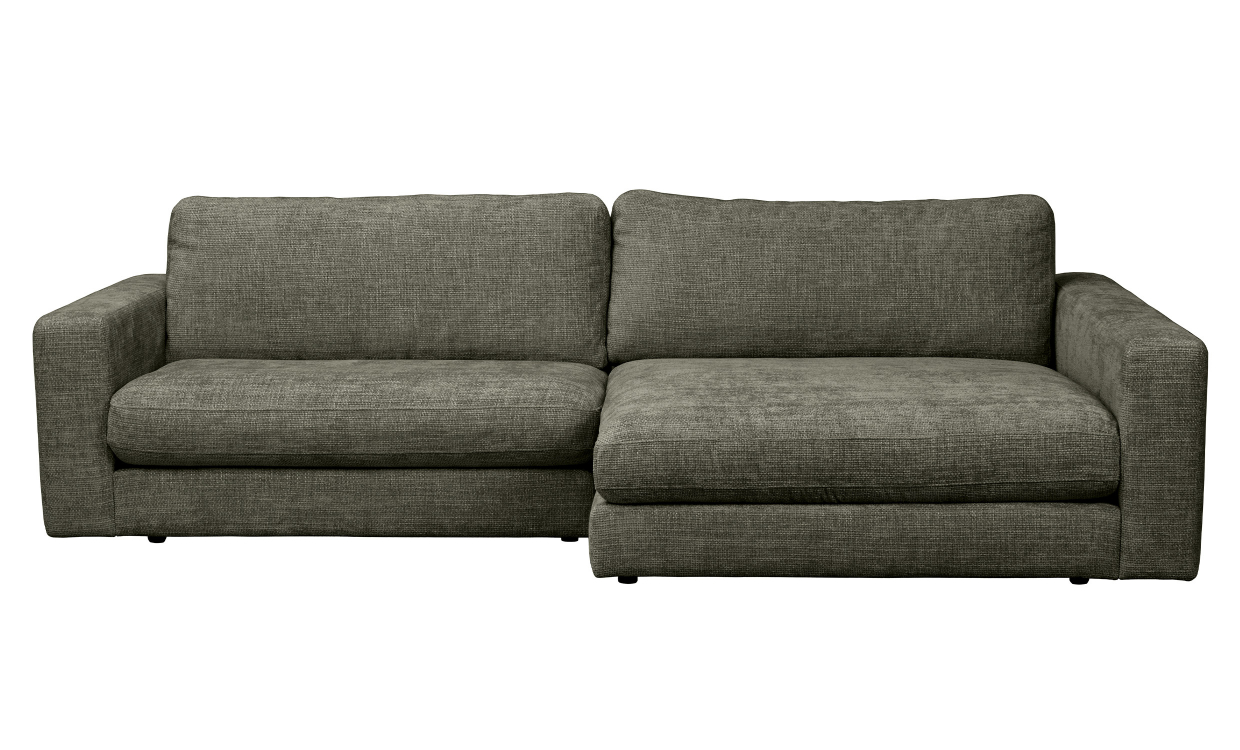 DUNCAN soffa 3-sits-schäslong höger grön