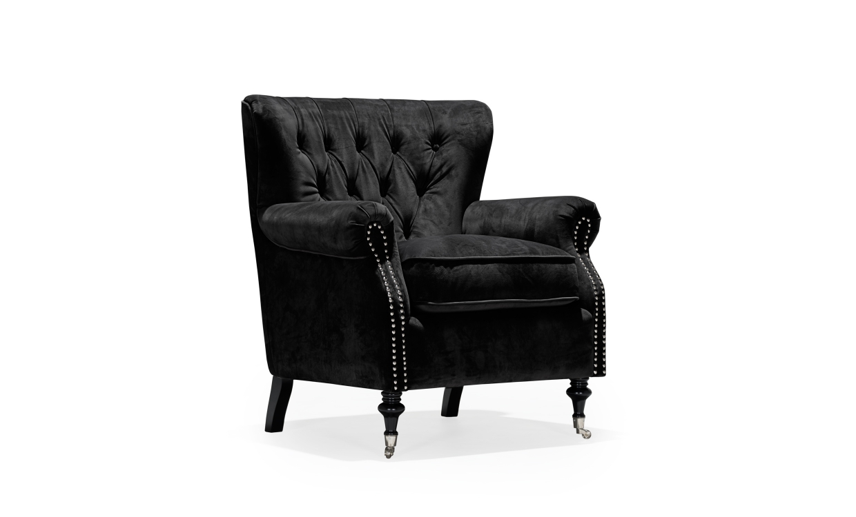 SoffaDirekt YORK Fåtölj Velvet Onyx Black