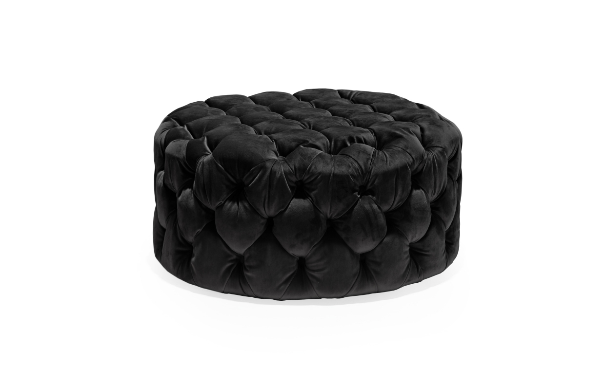 SoffaDirekt BELGRAVIA Sittpuff Velvet Onyx Black