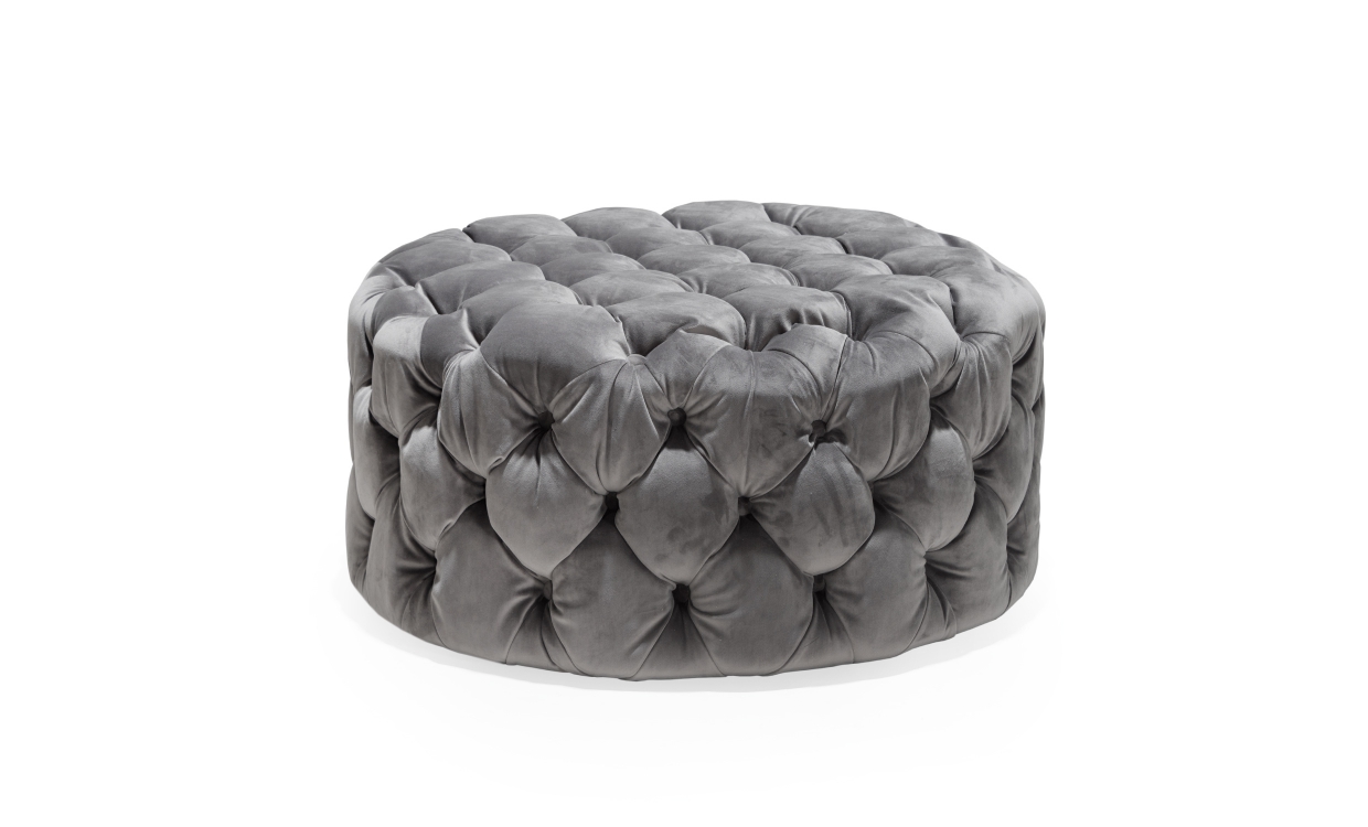 SoffaDirekt BELGRAVIA Sittpuff Velvet Aluminium