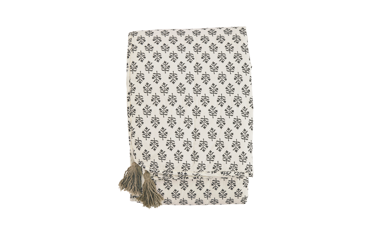 Madam Stoltz TASSEL Pläd 140×200 Offwhite/Khaki