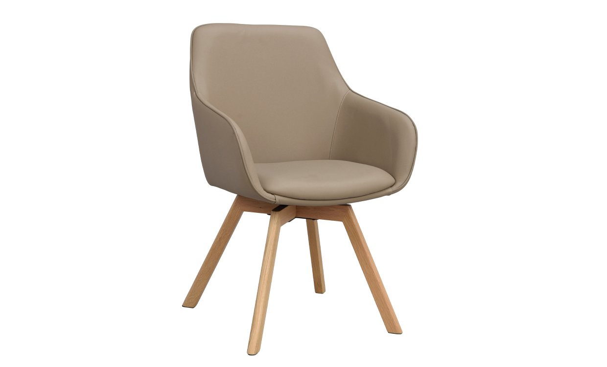 ALISON Karmstol Snurr beige/Ek i gruppen Matplats / Sittmbler / Stolar hos SoffaDirekt.se (118144)