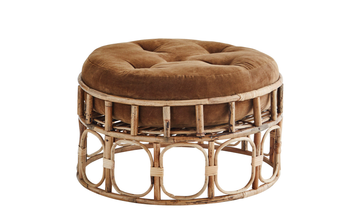 ROUND Bamboo Puff Brun i gruppen Vardagsrum / Ftljer / Sittpuffar hos SoffaDirekt.se (IM-2542)