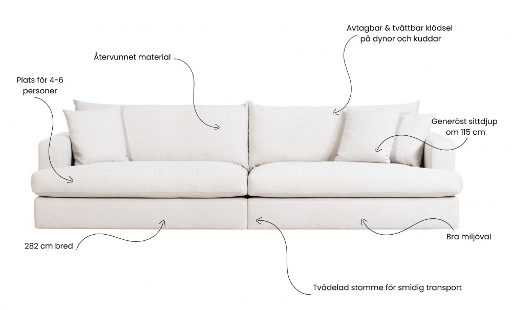 BOLNUEVO 4-sitssoffa Greige i gruppen Vardagsrum / Soffor / 4-sits soffor hos SoffaDirekt.se (BOL-4S-NAPE)