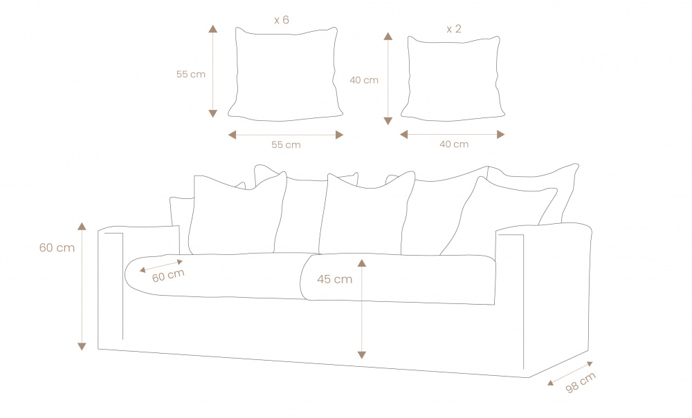 MONACO Premium 3-sitssoffa Khakibeige i gruppen Vardagsrum / Soffor / Gra soffor hos SoffaDirekt.se (MO3SKHBE)