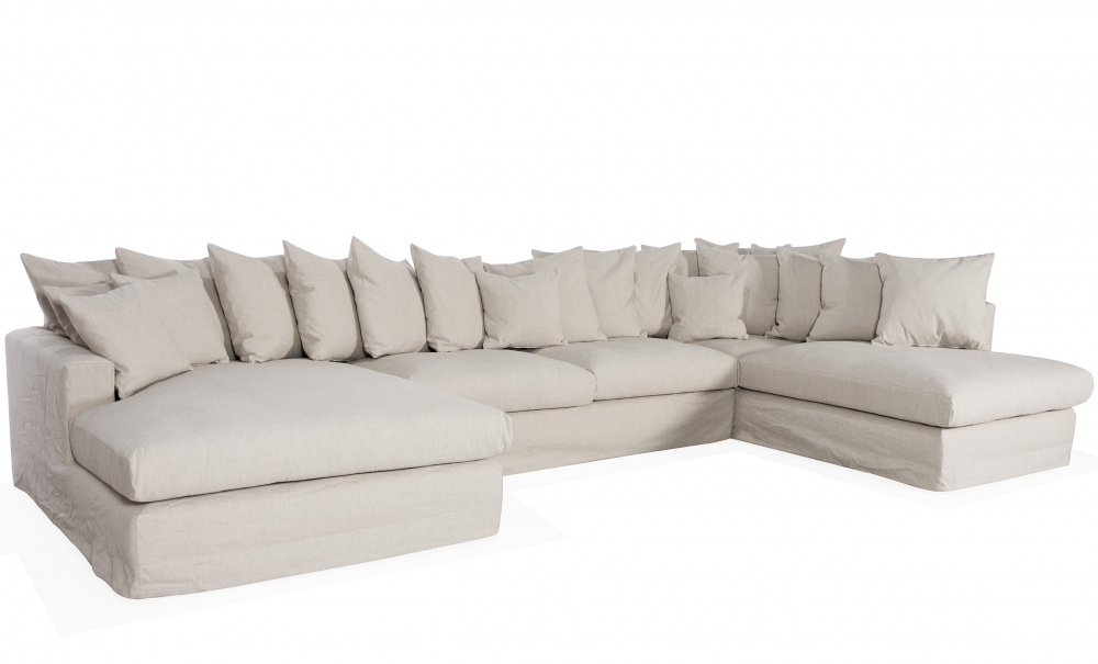 MONACO PREMIUM U-Soffa Hger Beige i gruppen Vardagsrum / Soffor / U-Soffor hos SoffaDirekt.se (MOD3ABE)